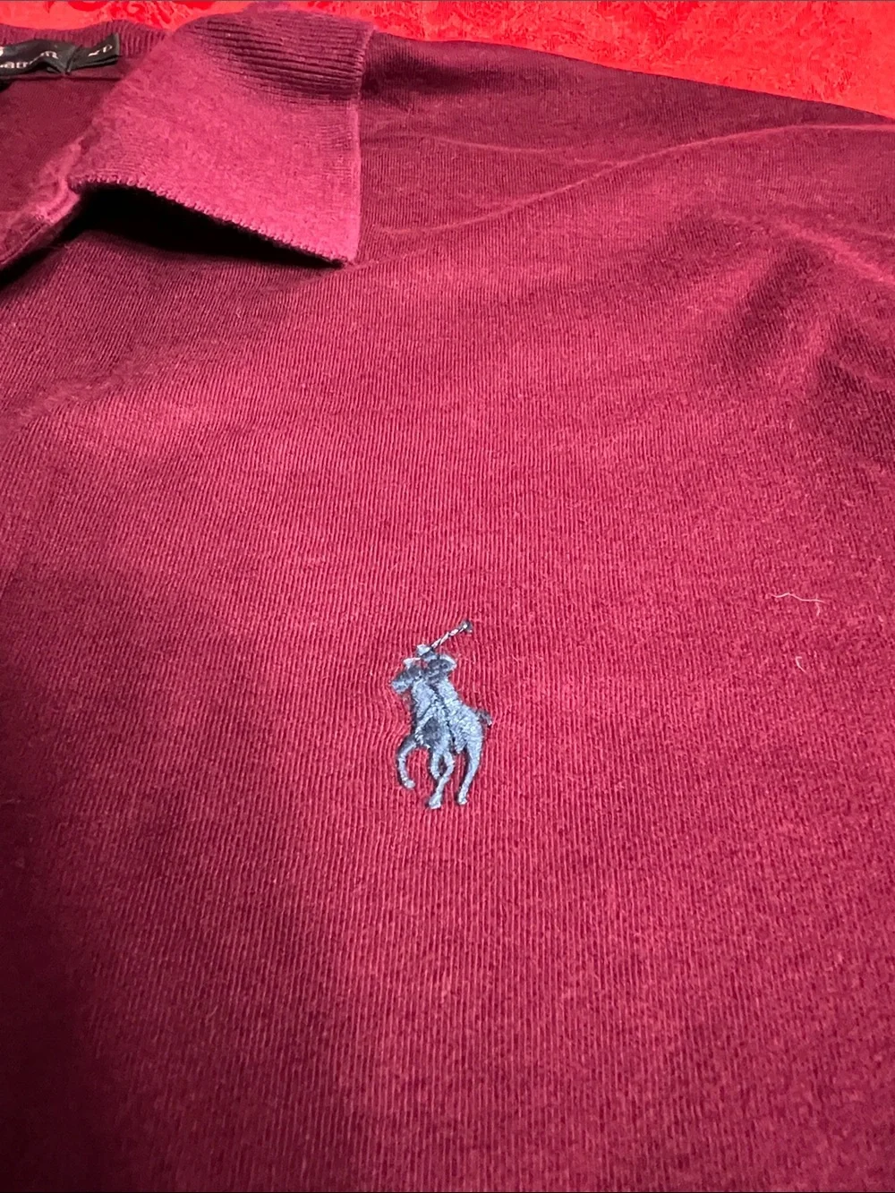 Polo Ralph Lauren Men’s XL Maroon Long Sleeve Polo Shirt Navy Pony Classic Fit